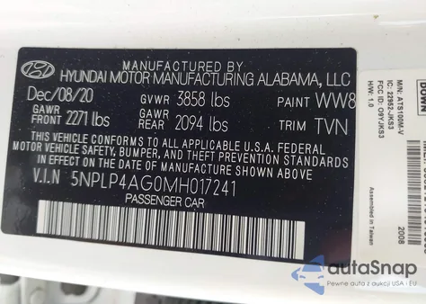 2021 Hyundai Elantra Limited из США, поврежденный, VIN 5NPLP4AG0MH017241